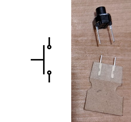 Image of button and schematic symbol